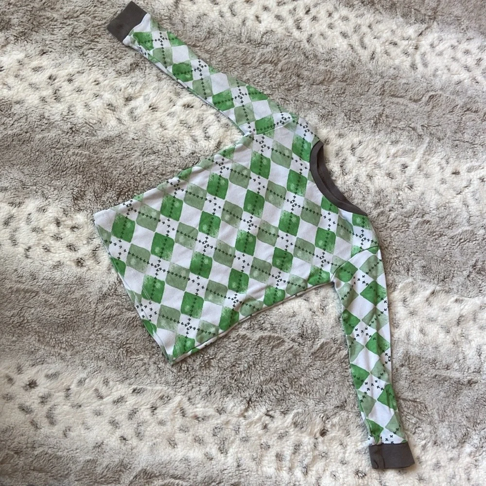 Burt’s Bees Kids matching set boys 2T green argyle preppy loungewear pajamas